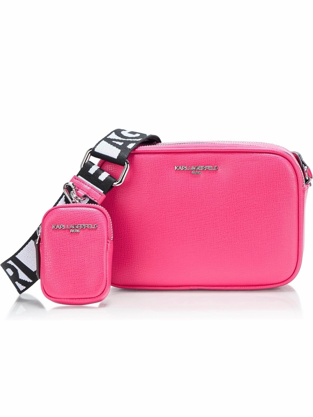 Karl Lagerfeld Paris Maybelle Camera Crossbody Bag in Fuchsia Pink, NWT - Picture 1 of 8